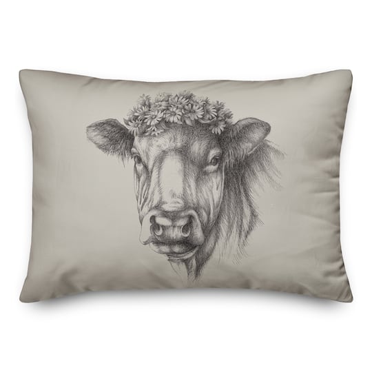 Cow Sketch 20" x 14" Throw Pillow